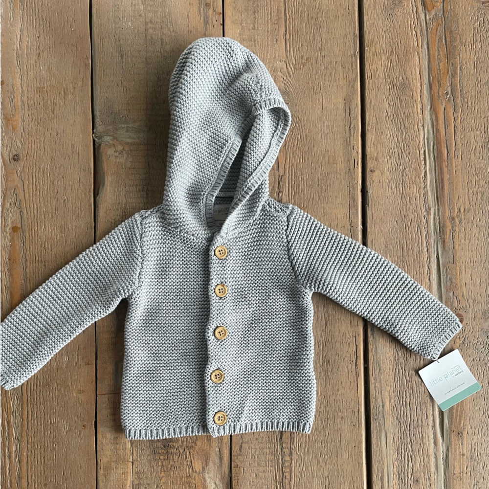 Organic hooded cardigan